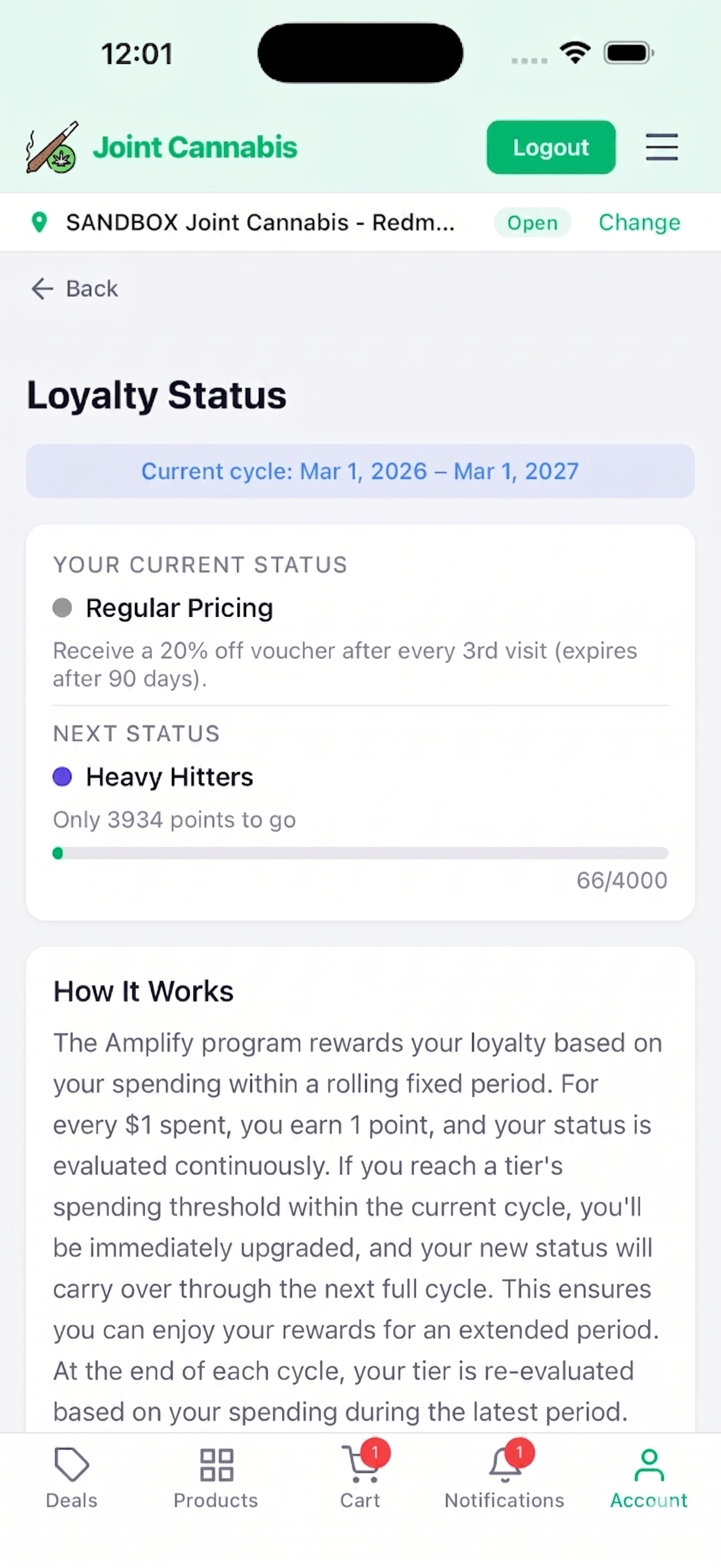 Loyalty tier view